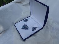 Set dvojitý trojúhelník modrý - náhrdelník + náušnice