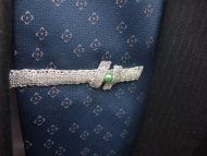 Kravatová spona (stříbrná se zeleným)