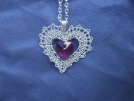 Náhrdelník Swarovski srdce stříbrné (krystal růžový)