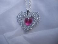 Náhrdelník Swarovski srdce stříbrné (krystal růžový)