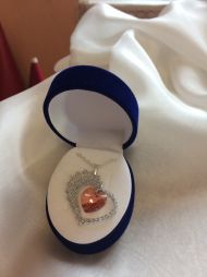 Valentýna SWAROVSKI (náhrdelník stříbrný, krystal růžový)