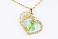 Valentýna SWAROVSKI (náhrdelník zlatý, krystal zelený)