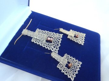 Set lichoběžník zlatý - náhrdelník + náušnice